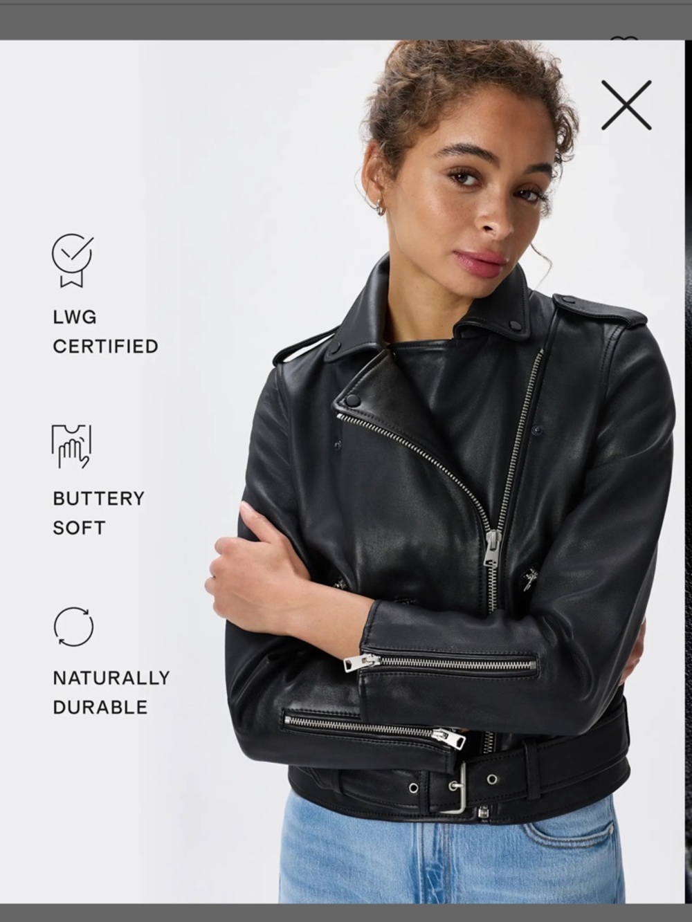 Quince Sheep Leather Motorcycle Jacket Black Zip Front Moto Timeless Sz S NEW